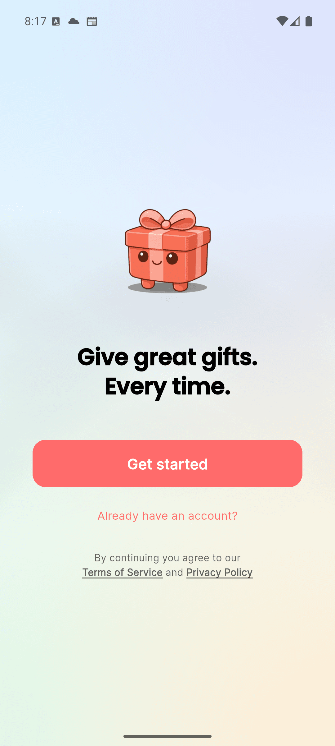 Gift Proof onboarding screen